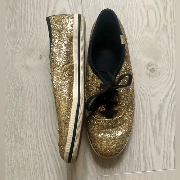 Kate Spade NY Keds Glitter Gold Sneakers, 7.5 - Picture 9 of 16
